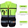 Multi-Pocket Fluorescent Reflective Vest for Construction and Riding
