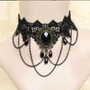 Black lace necklace Gothic lace necklace crystal pendant Halloween cosplay party diamond necklace women's jewelry