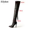 Eilyken New Fashion Designer Tassel Thigh High Top Women Sexy Pointed Toe Zip Over the Knee Stiletto Heels Size 35 42
