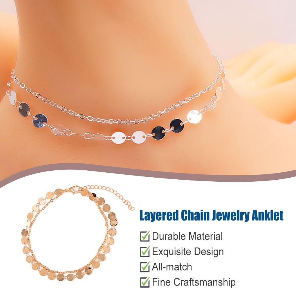 Anklets Layered Durable Gold Silver Universal Gift Beach Ankle Accessories Creative Bracelets Fashion for Valentine's Day