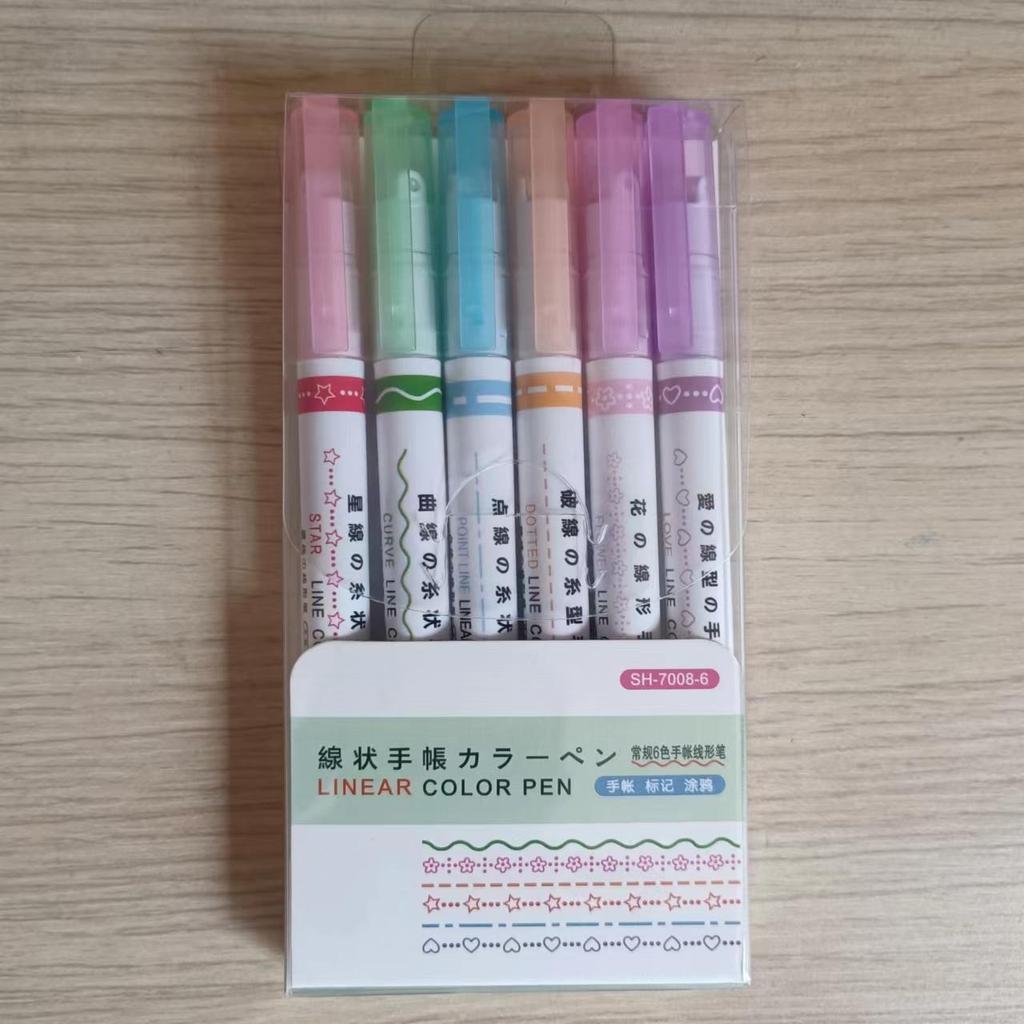 Dual-line Wave Net Red Color Hand Copy Newspaper Pen - Student Fluorescent Pen