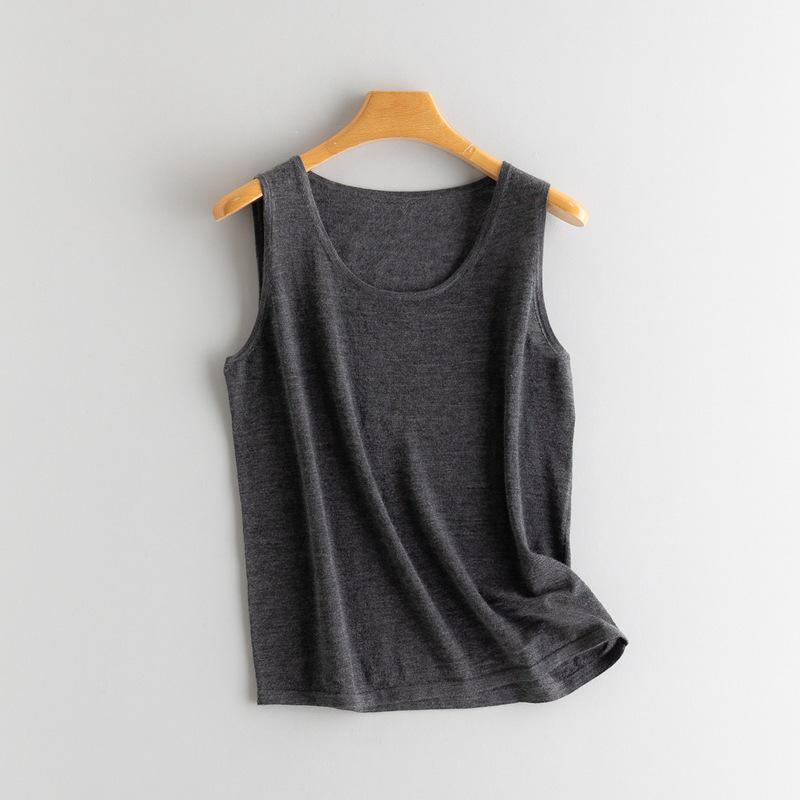 Lekasha Women's 100% Pure Cashmere Round Neck Knit Vest, Loose Fit, Slimming, Sleeveless Layer