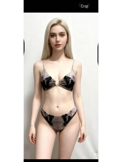 

Women s Spicy Print Bikini Three-Piece Set: Includes Short Skirt and Padded Top for Beach Vacations Large квітковий колір друку