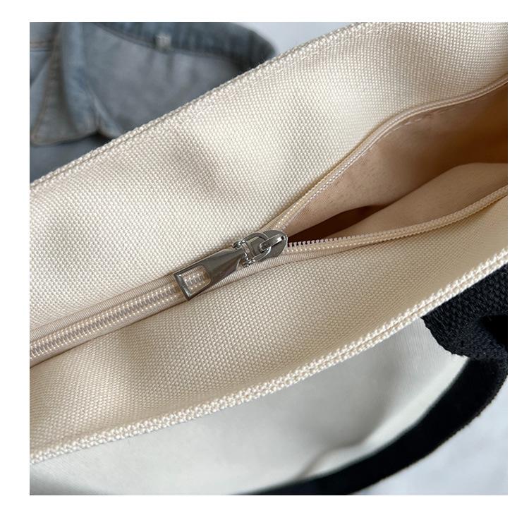 Large Cartoon Print Canvas Tote – Colorful, Cute, Versatile Handbag for Women