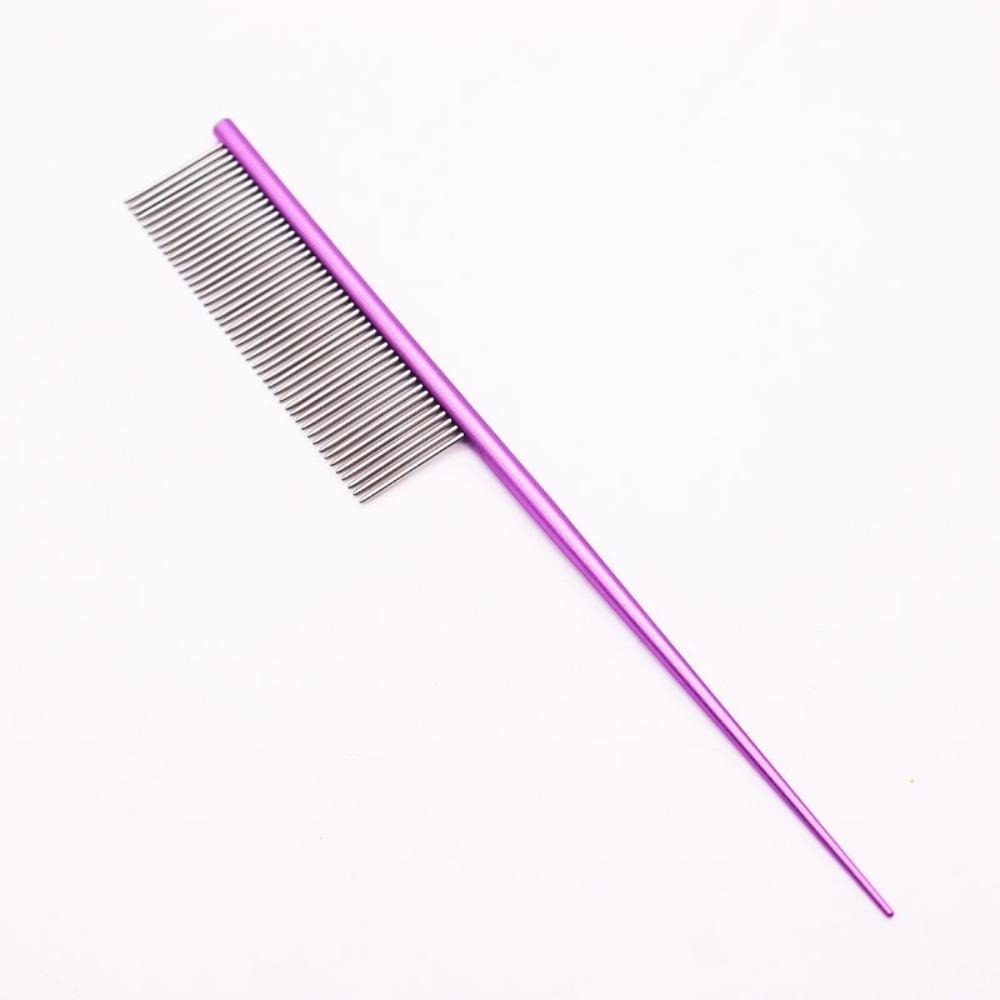 

Self Cleaning Pet Hair Removal Comb with Release Button Non-rust Dense Tooth Pet Grooming Comb Knot Opening Massage фіолетовий