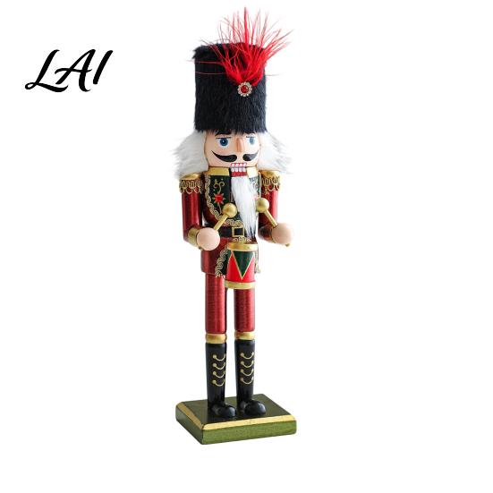 Decorative Wooden Nutcracker Soldier Figurine Handcrafted Solid Wood Christmas Tabletop Ornament Holiday Table Decor for Desk And Bookshelf