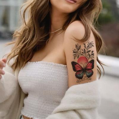 Colorful Butterfly Tattoo Sticker, Waterproof And Long-Lasting Simulation, Spice Girl Arm Flower Arm Tattoo Sticker