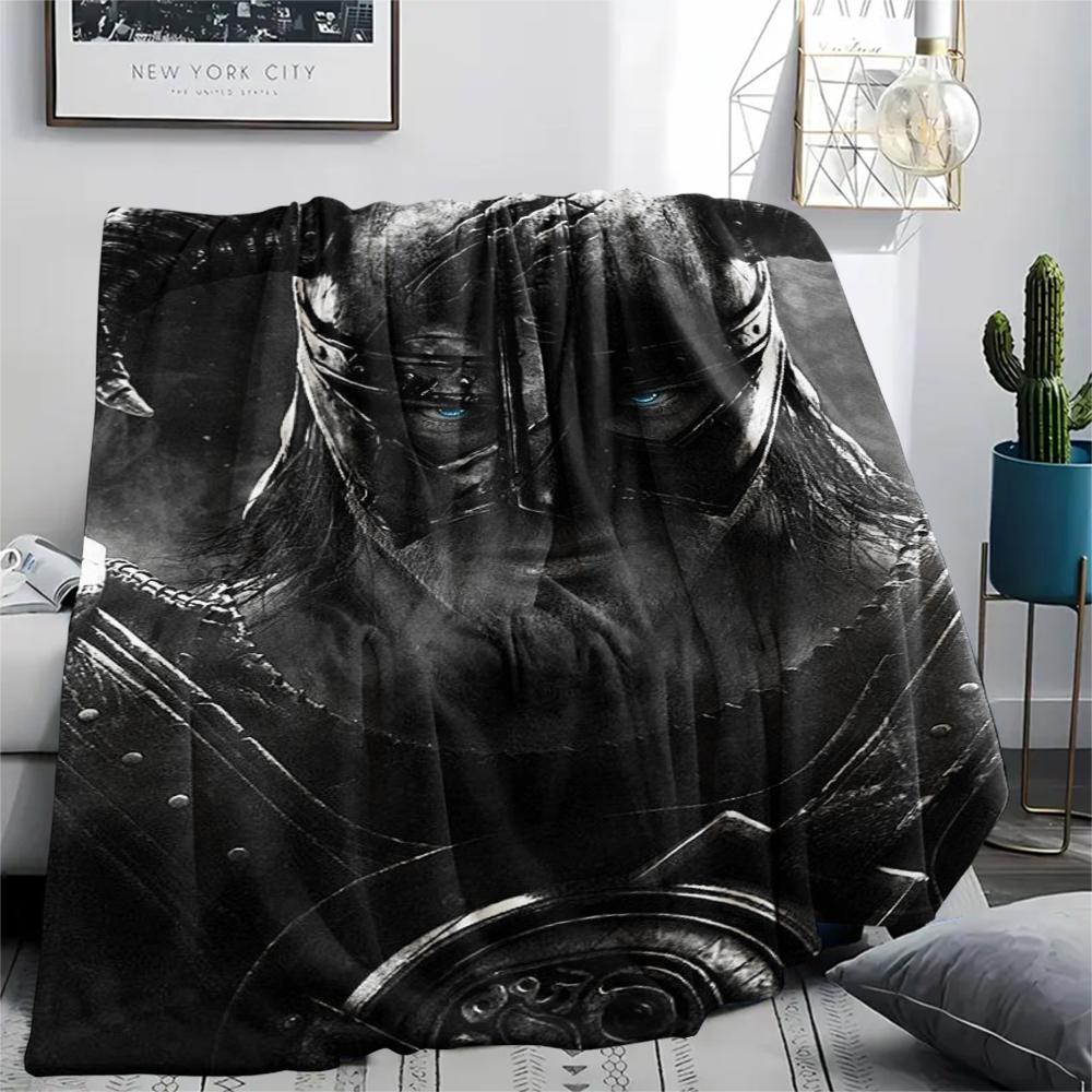 1PC Skyrim Print Flannel Blanket, High quality Comfortable for All Seasons, Home Decor, Warmth and Comfort, Perfect for Christmas Gifts166