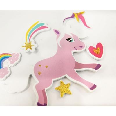 30 Stickers - EVA Foam - Unicorns To Personalize - Glitter