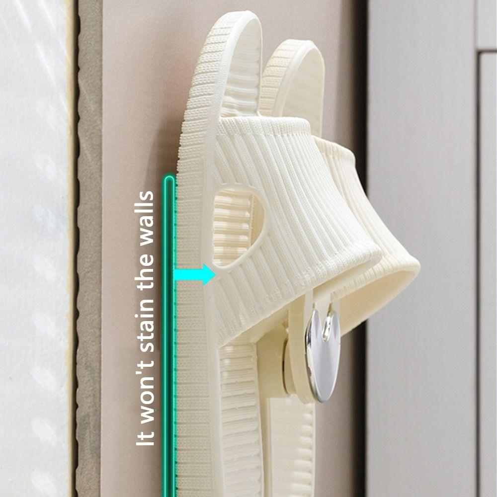 2Pcs No Punching Slippers Rack Wall Mounted Shoe Drying Rack Fashion Slipper Hook  Hallway