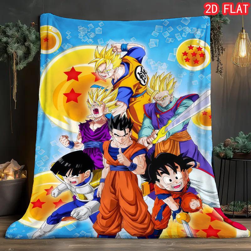 Dragon Ball Non-slip Blanket Lightweight Flannel Warm Blanket for Sofa Chair Bed Use THW
