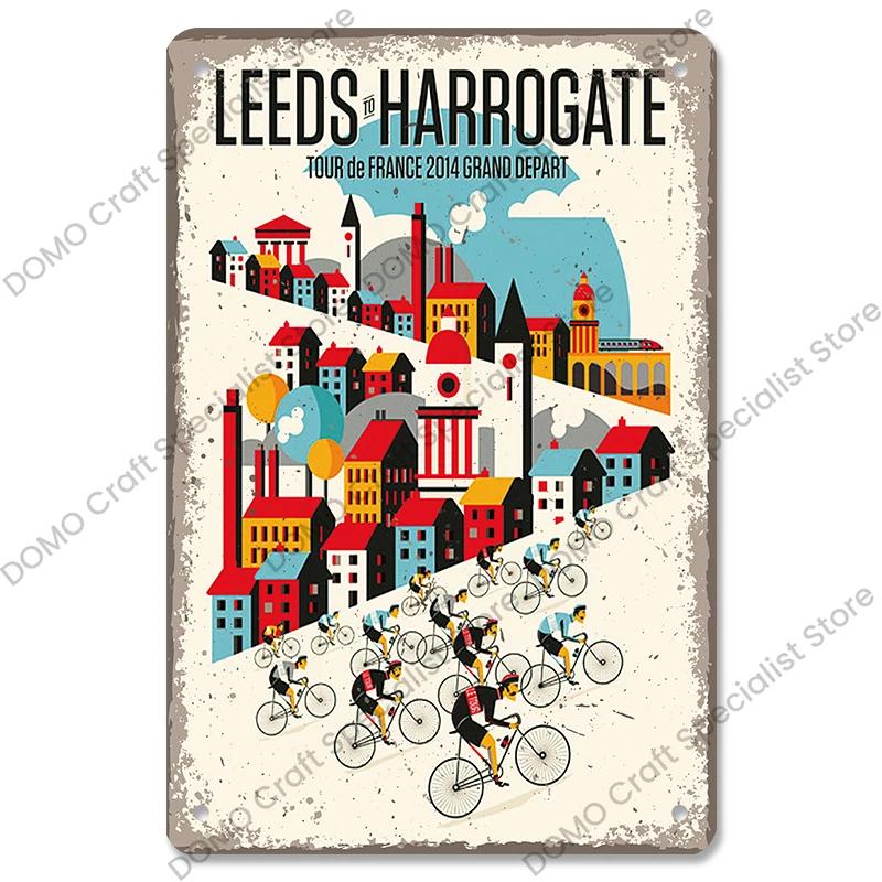 Placa de bicicleta Placa de lata de metal Ciclismo Corrida Vintage Metal Poster Wall Art Decor para Bike Club Garage Man Cave