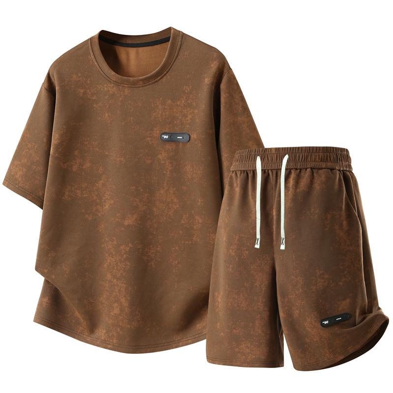 Plus Size 4XL-10XL Summer Casual Set 2 Piece Man Short Sleeve T-shirts Oversize Shorts Sets