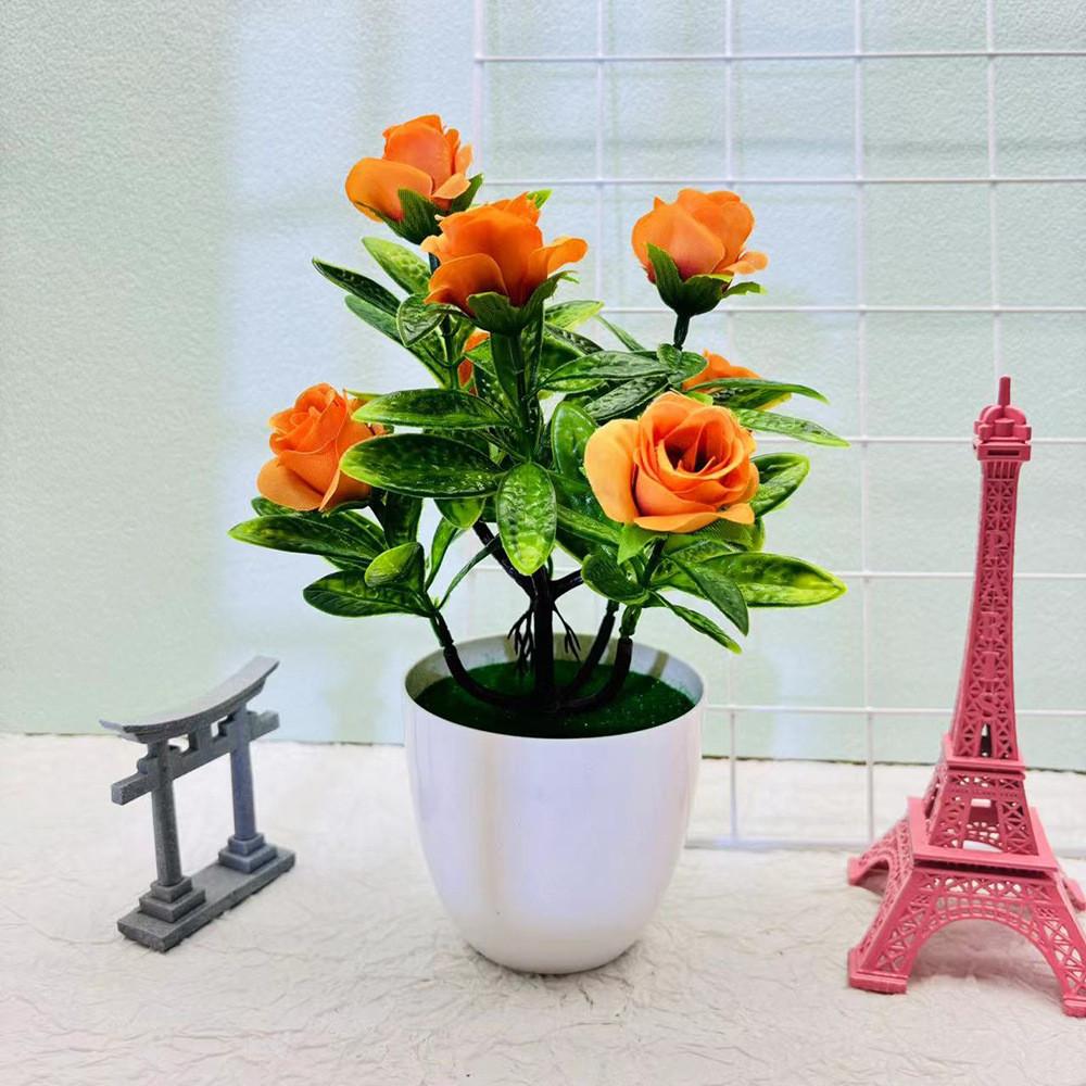 Ornament Rose Artificial Green Potted Plant Bonsai For Home Or Venue Wedding