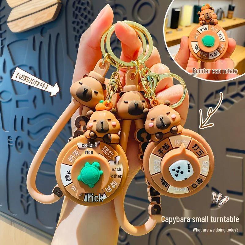 Capybara Spinner Keychain: Free Shipping & Newcomers Save ¥5! Perfect for Car Keys & Backpacks.