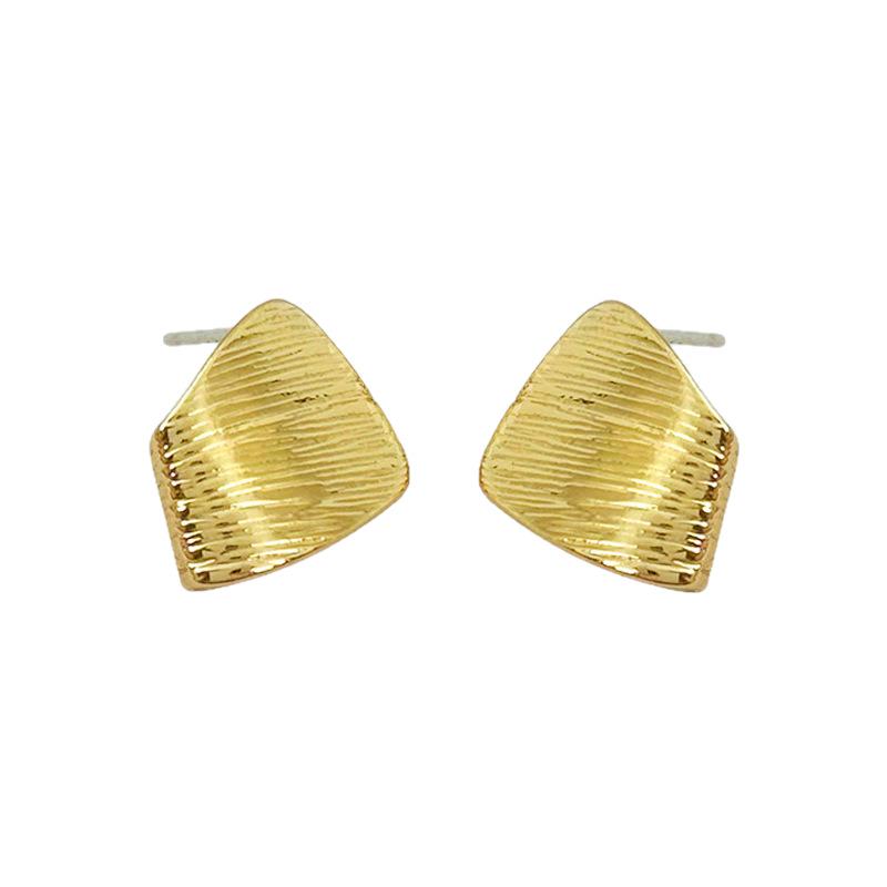 Kupferbeschichtete 18 Karat Gold Geometrische Drahtgezogene Steckerohrringe für Damen