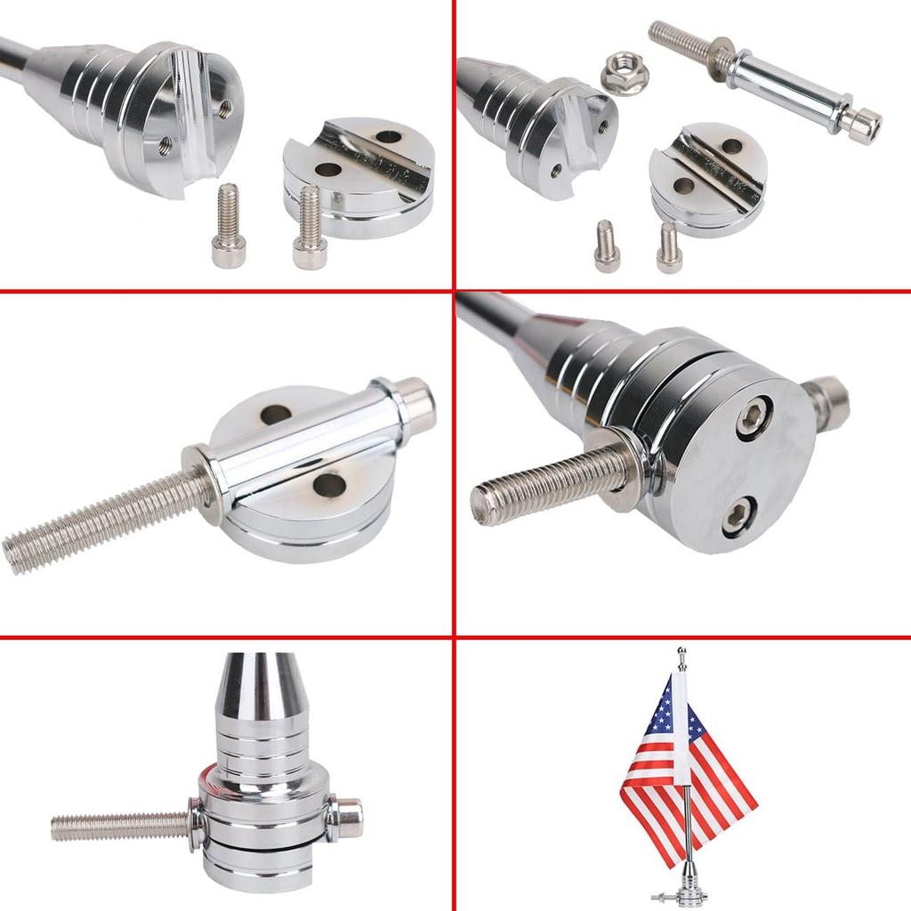 2Pcs 6" X 10" Motorcycle Flags American Flag For Harley Davidson Yamaha Honda Goldwing CB VTX CBR Chrome Stainless Steel Motorcycle Flagpole Mount