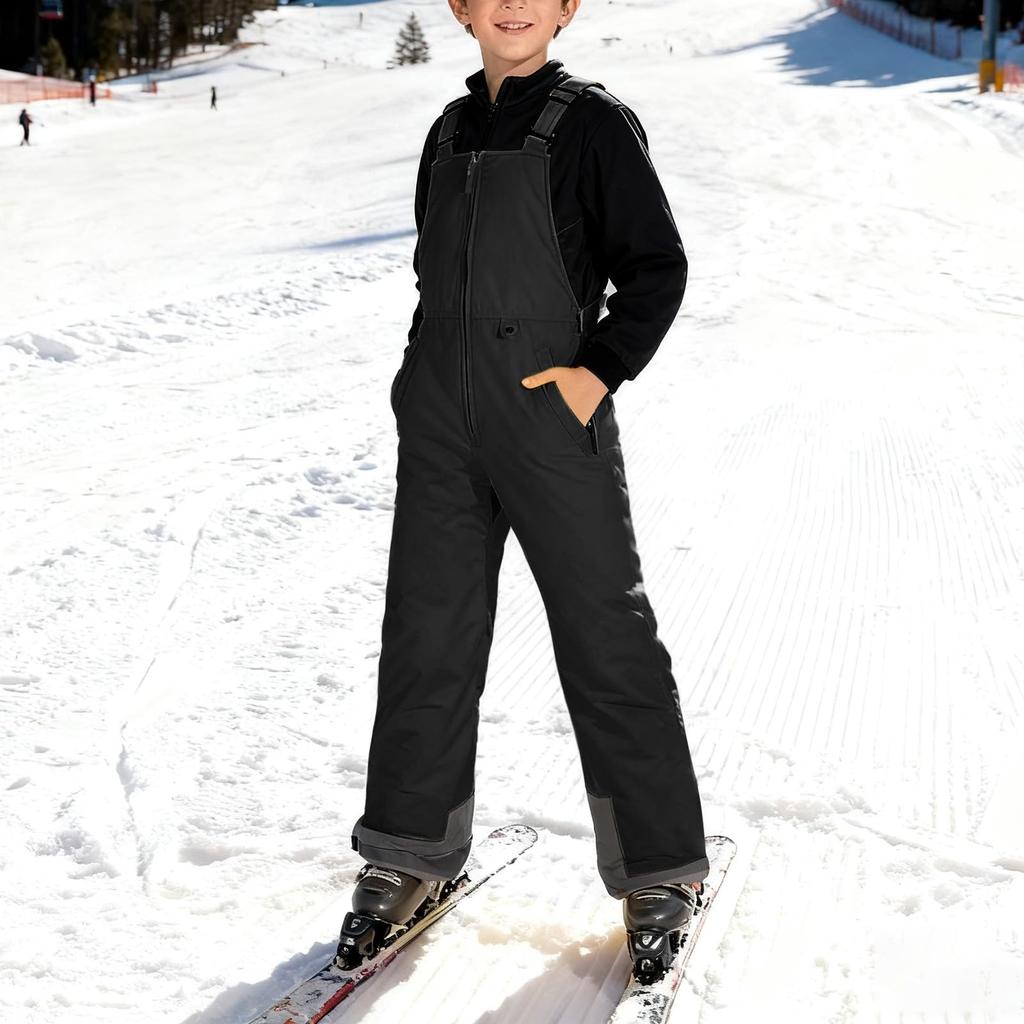 Kids Snow  Girls Boys  Snow Pants Winter Windproof  Ski Overalls Adjustable Snowsuit Pockets