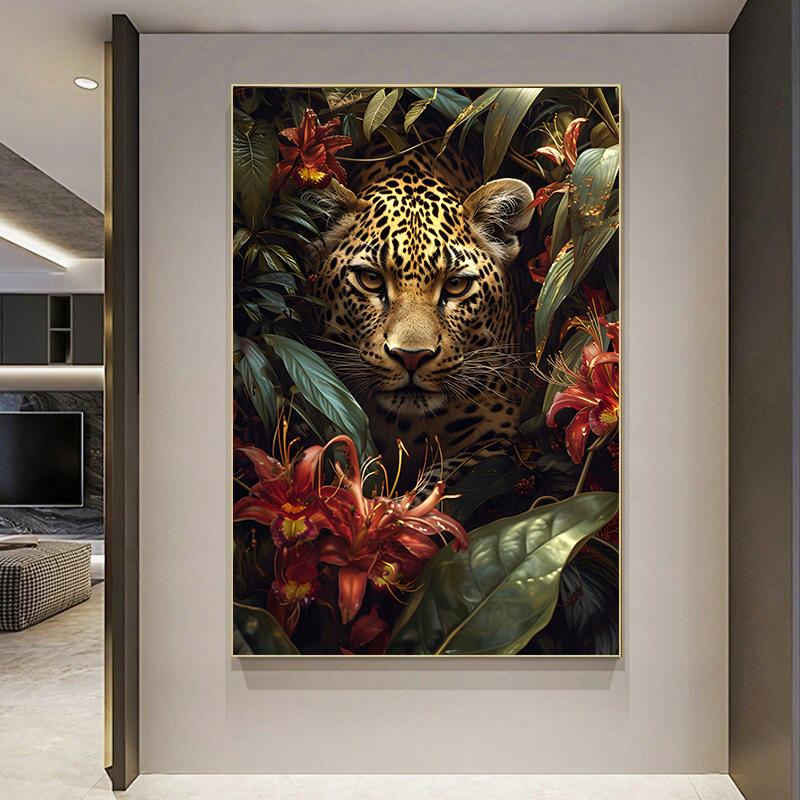 Tropical Animals Fantasy Poster Leopard In Jungle Canvas Painting Wall Prints Picture for Living Room Home Decor
