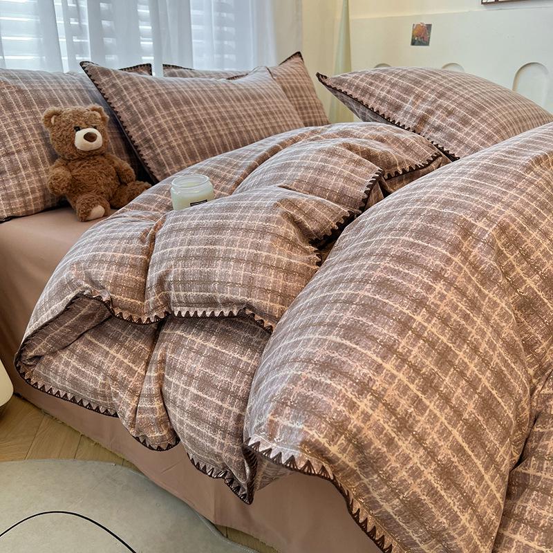 Gebürstetes Verdicktes Baumwoll-Bettwäsche-Set - Herbst & Winter Bettbezug, Laken für Wohnheime