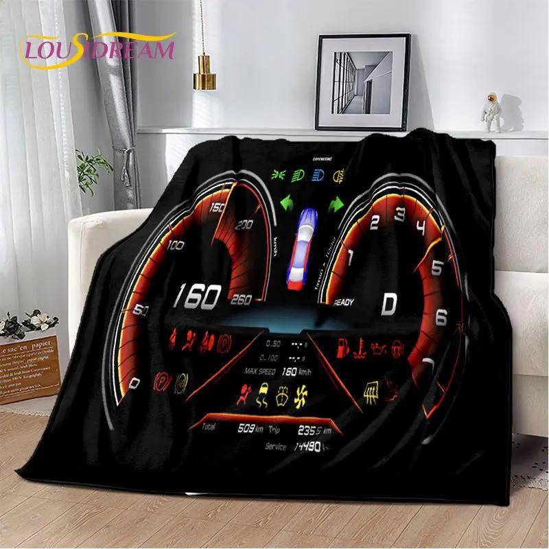 3D Racing Car Dashboard Soft Plush Quilt Blanket,Flannel Blanket Throw Blanket for Living Room Bedroom Bed Sofa Picnic Cover