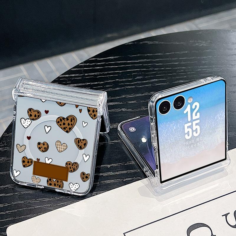 Candy Color Love Hearts Case For Samsung Galaxy Z Flip 8 7 FE 6 5 4 Flip7 Flip6 Flip8 Hinged Magnetic For Magsafe Hard Folding Phone Cover