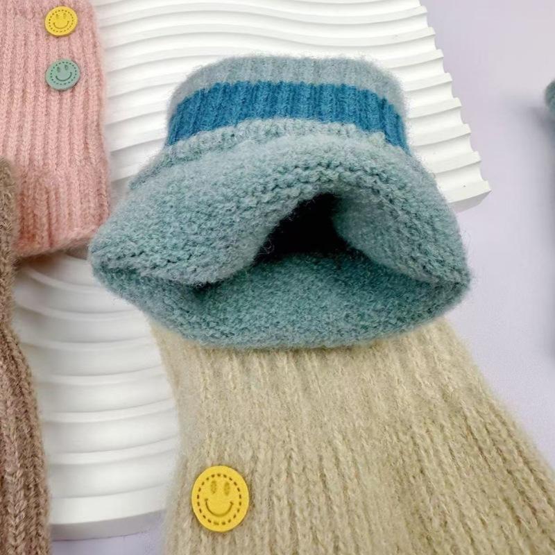 Female Half Finger Gloves Korean Versatile Student Writing Autumn/Winter Knitted Gloves Cycling Warmth
