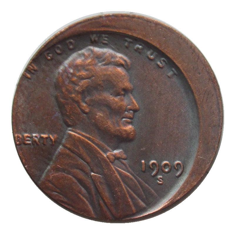 Lincoln one Cent, 1909, made of purple copper material, commemorative coin, antique handicraft
