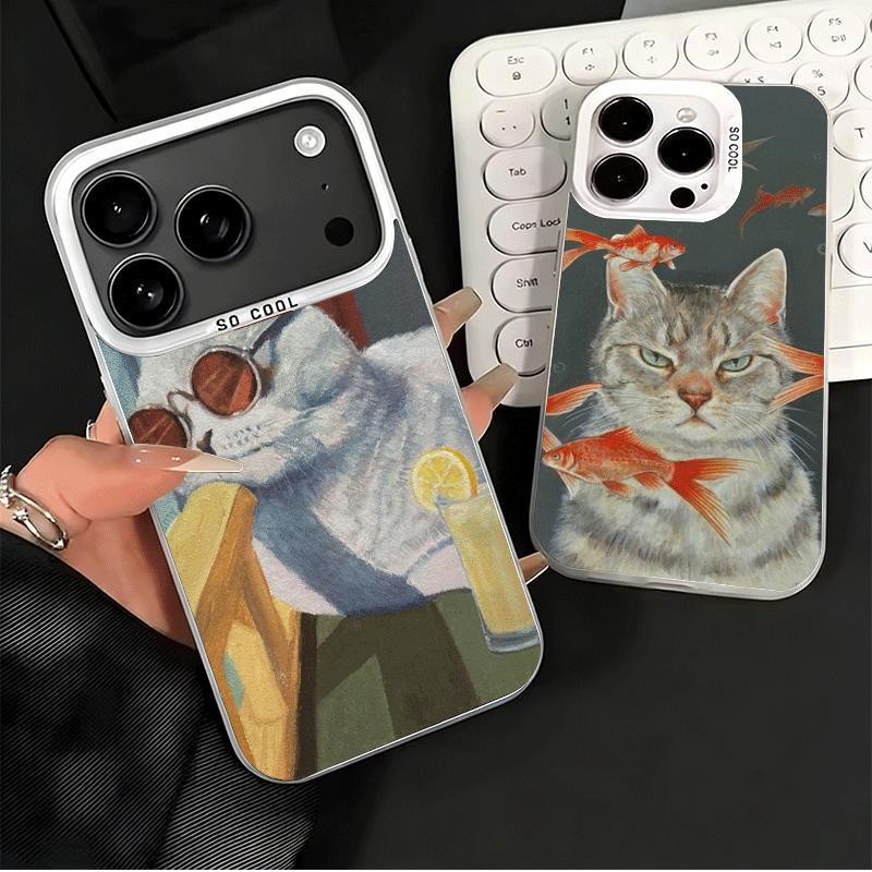 Funny Cats Fashion Style Shockproof Phone Case for iPhone 17 Air 16 16E 15 Pro Max 14 Plus 13 Mini 12 Back Cover Anti Fall Funda