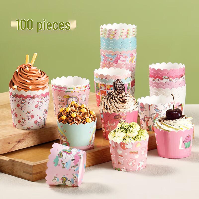 ONYLM 100er-Pack Zufälliger Stil Cupcake Backförmchen