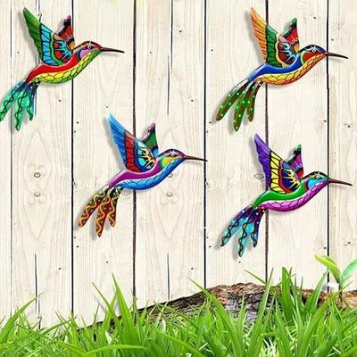 Home Garden Decoration Crafts Wrought Iron Hummingbird  Wall Hanging Sculpture Mural Art Crafts Living Room Universal Gifts