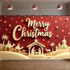 Christmas Backdrop Gold Lettering Xmas Banner Merry Christmas Banner 3D Design Holiday Banner For Christmas Event Holiday