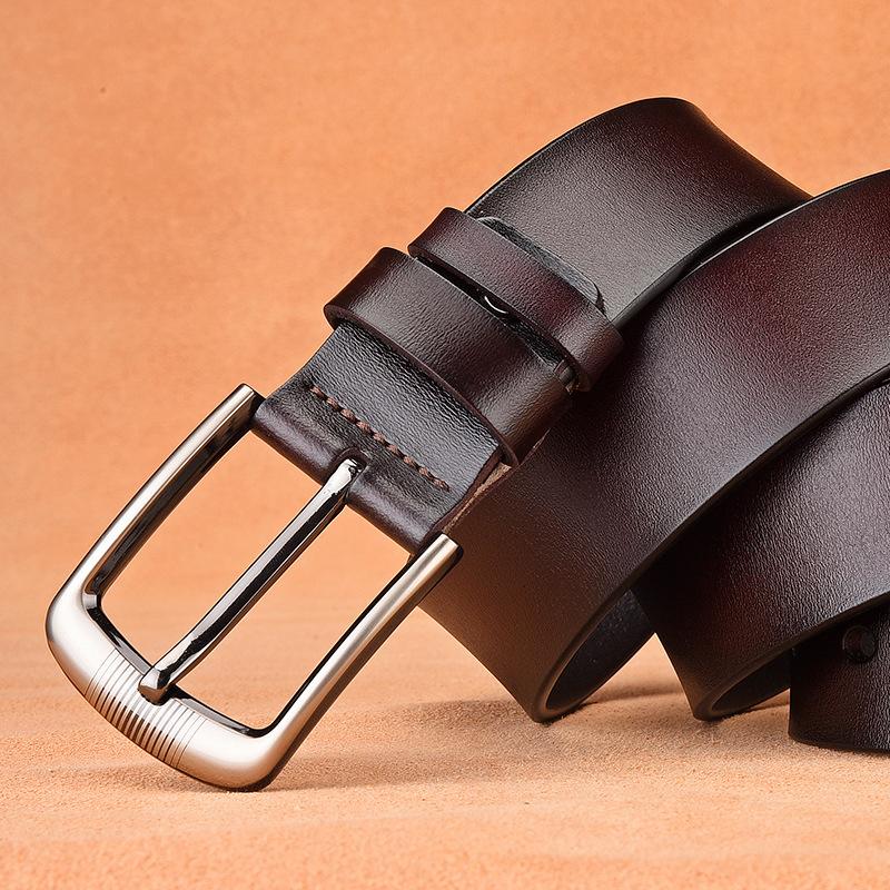 Men'S Pin Buckle Leather Belt, Retro Casual Men'S Cowhide Belt, Men'S Trouser Belt