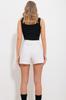 Women's Shorts & Bermuda New Season Fashion Black Double Pocket Elastic Waist Woven Linen Shorts