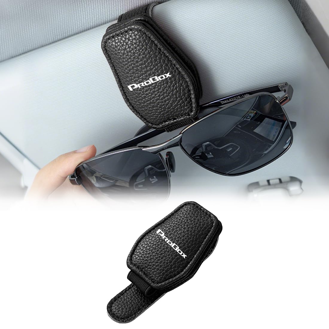 

Pro Box, Suitable for Cars, Sunglasses Holder, One-Handed Use, Probox, Dedicated Logo, Car Glasses Pro box only чёрный
