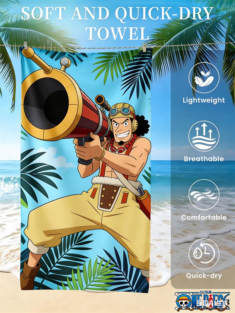 One Piece Monkey D. Luffy Beach Towel, Anime Fans Exclusive Limited Edition Pirate Themed Bath Towel for Beach, Pool & Bathroom