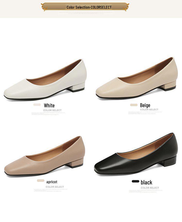 2023 Autumn Women's Large Size Square Toe, Thick Heel, Comfortable Low Heel Grandma Shoes