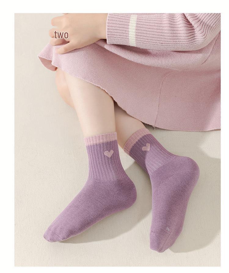 Girls’ Boneless Cotton Mid-Calf Socks - Breathable, Deodorant, Spring/Autumn Style