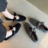 French Bowknot Women's Chunky Heel Party Shoes Elegant Women's Autumn Winter New Thick Heel Mary Jane Shoes Zapatos Mujer