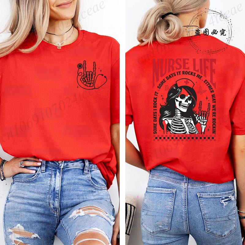 Nurse Skeleton ShirtNurse Life Womens TShirtsSome Days I Rock It TopsFunny Nurse Skeleton Tee ShirtSarcastic Graphic Tees