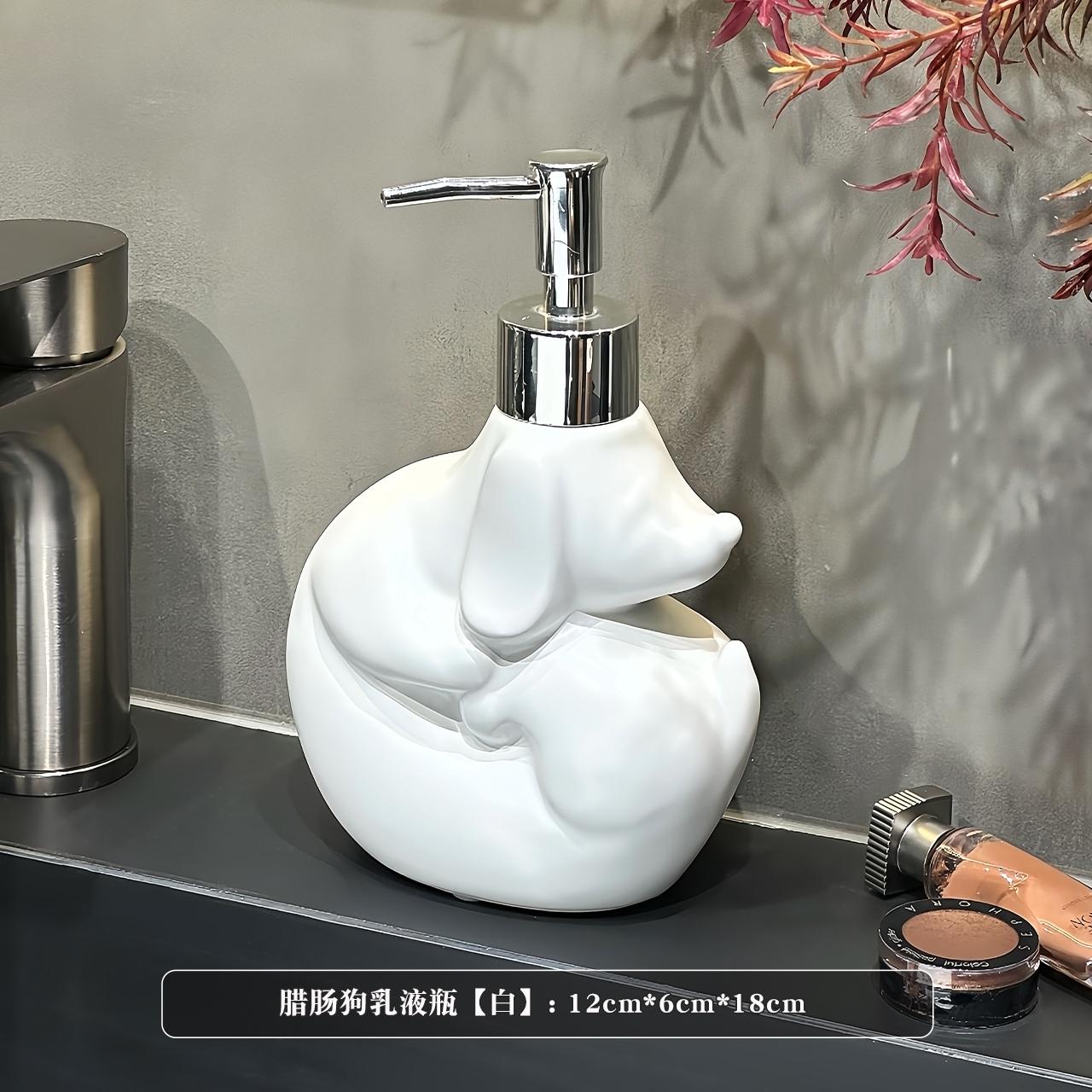 

Retro Ceramic Dachshund Liquid Soap Dispenser Bathroom HandSanitizer Shower Gel Pressed Soap Dispenser Bathroom Accessories Gift белый