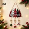 Indoor Holiday Party Supplies Merry Christmas Wooden Wall Door Hanging Sign with Bells, Rustic Santa Snowman Decor Tree Reindeer Decorative
