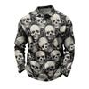 Herren Schnelltrocknendes Mesh Langarm Golfshirt mit Halloween-Print für Freizeitkleidung