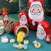 Wooden Russian Nesting Dolls Set With Christmas Decor And Modern Minimalist Style For Holiday Gift