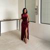 European and American Ins Sexy Summer New Neck Sleeveless Velvet Split and Thin Dress Dress