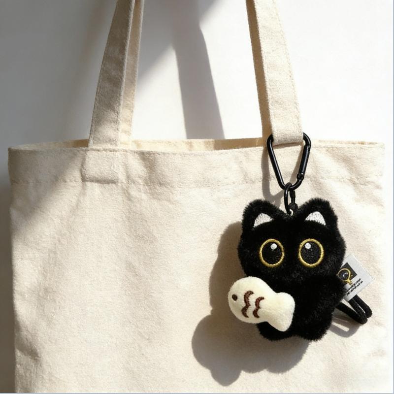 Soft Cute Cartoon Cat Plush Ornaments Multi-Style Dark-Style Keychains Bag Charms Cuddly Stuffed Fluffy Huggable Kawaii Comfort Adorable