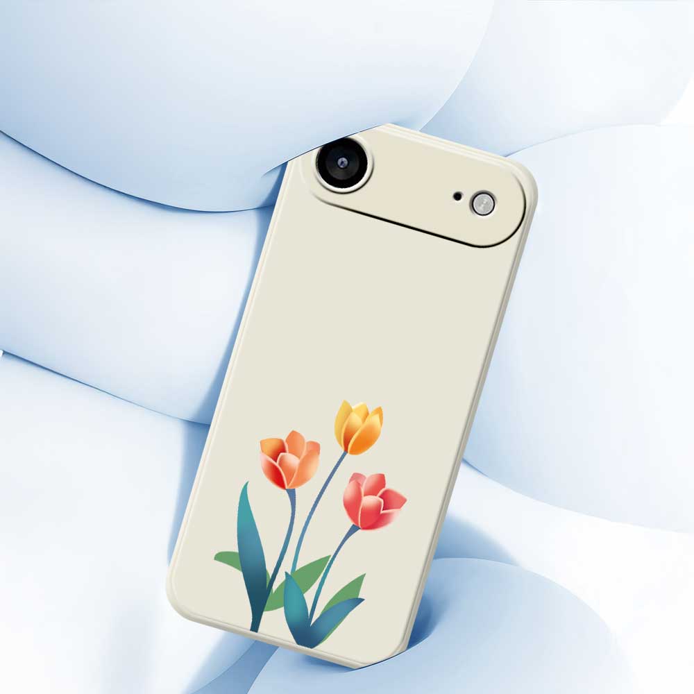 For iPhone 17 Air Case Three Flowers Pattern Printing Straight Edge TPU Phone Back Cover