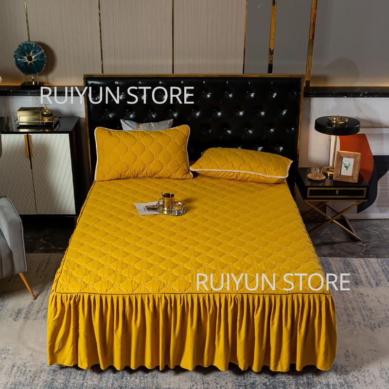 Einfarbig Verdicken Bett Rock Nicht-slip Matratze Abdeckung Protecor Couvre Lit Bettdecke Bettlaken Hause Schlafzimmer Bett Rock Bett Abdeckung