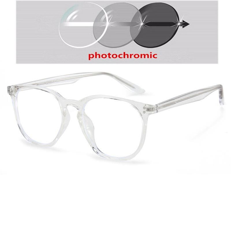 Blue Light Proof Polygon Myopia Glasses With Degree TR90 Transparent Gray Frame Prescription Spectacles 0 -0.5 -0.75 To -6.0