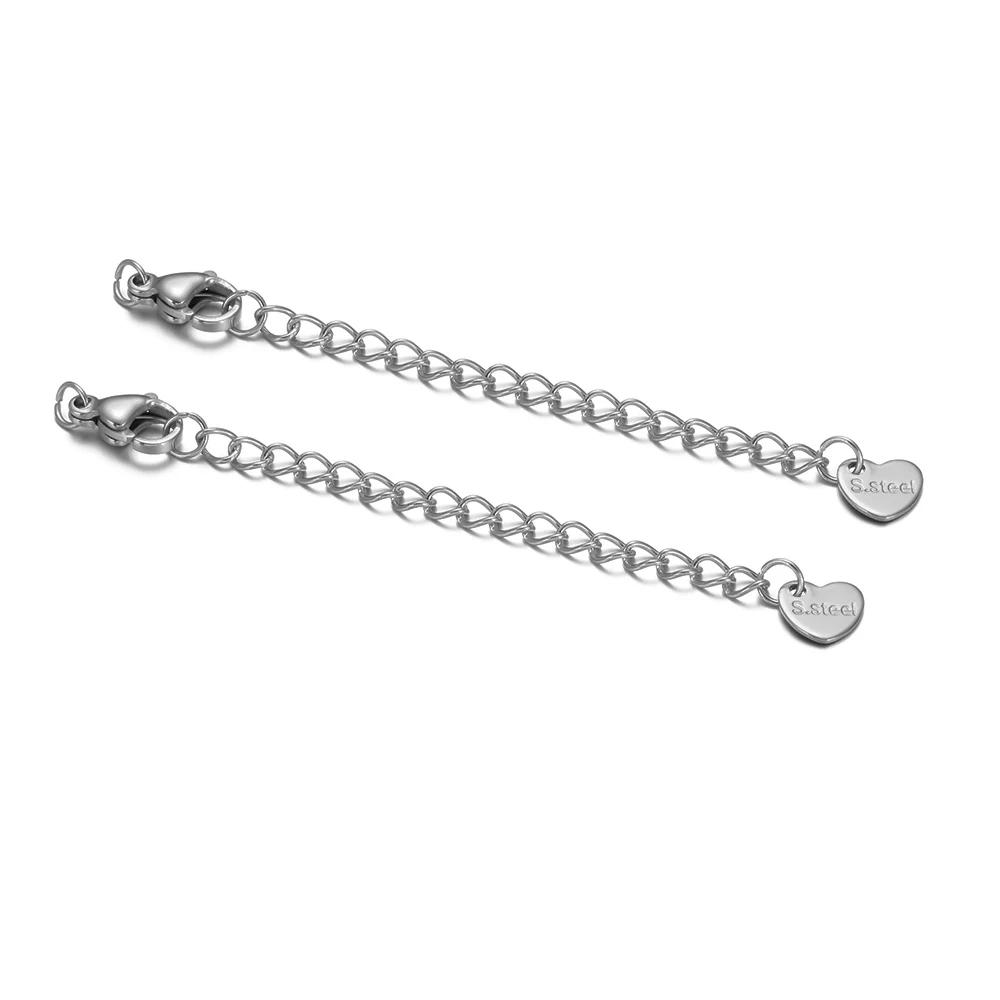 10pcs Stainless Steel Lobster Clasps 5cm Extension Extended Tail Chains for DIY Jewelry Making Bracelet Necklaces Connectors